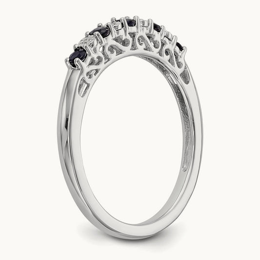 Diamond w/Sapphire Band, 14K White Gold