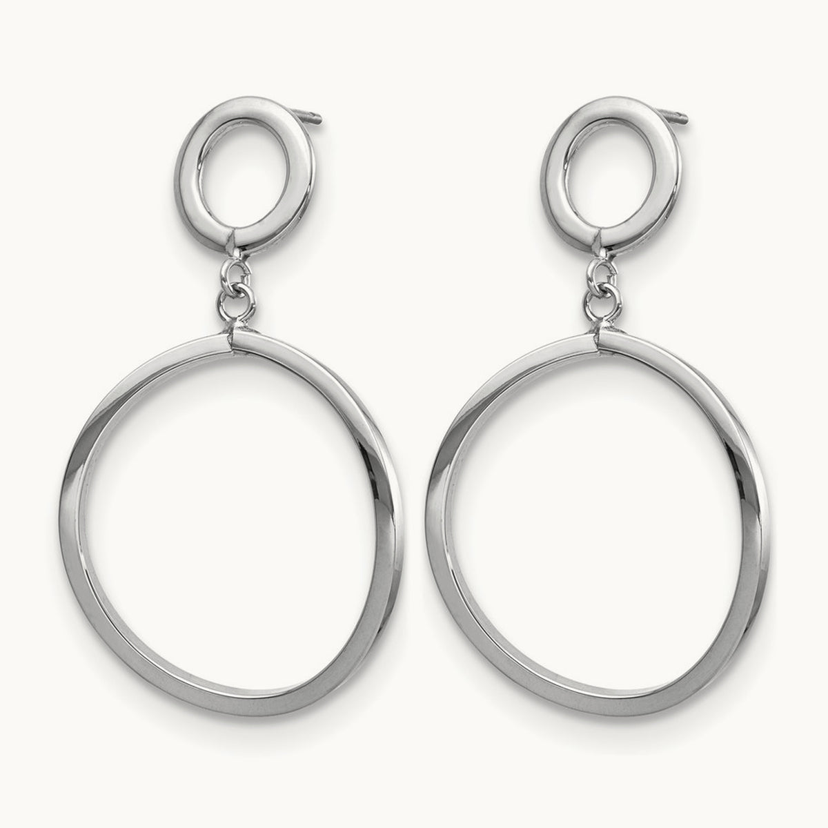 Plating Polished Round Post Dangle Earrings, 10K with White Rhodium — Leslie's