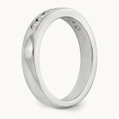 7-Stone Diamond Channel Band, 14K White Gold