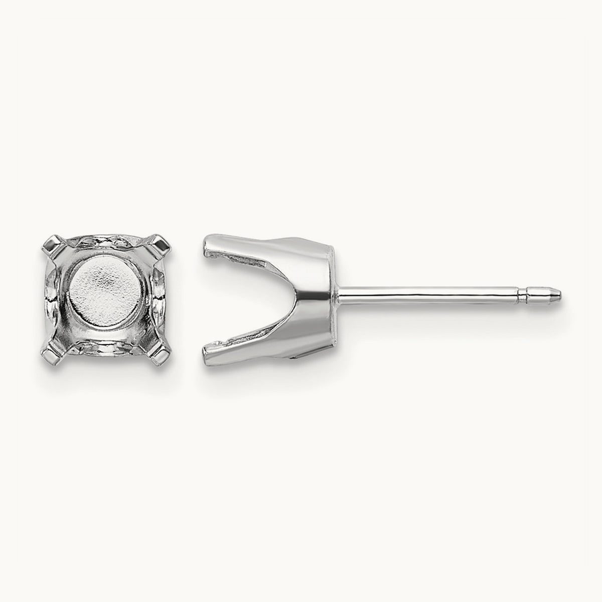 Round Stud Earring Mounting w/backs, 5.75mm, 14K White Gold