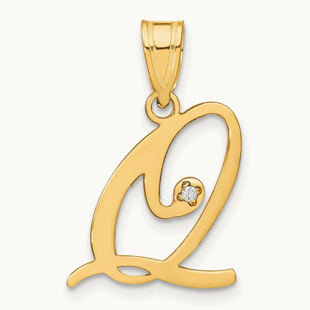 Script Initial Pendant with Diamond — Q