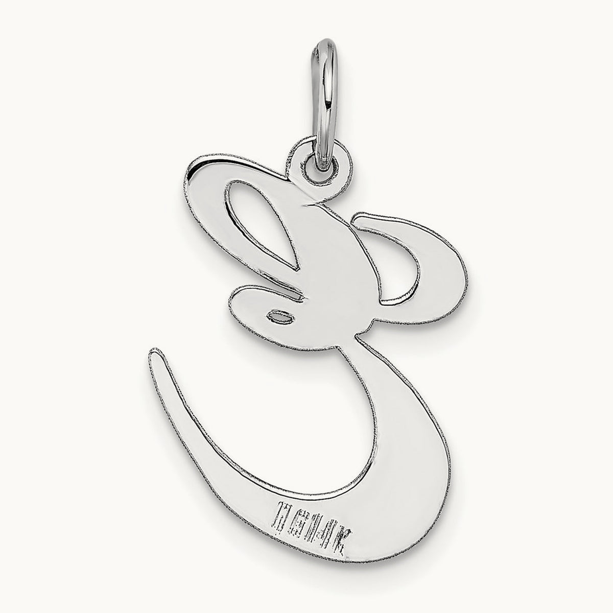 Large Fancy Script Initial Charm — 14K White Gold, E