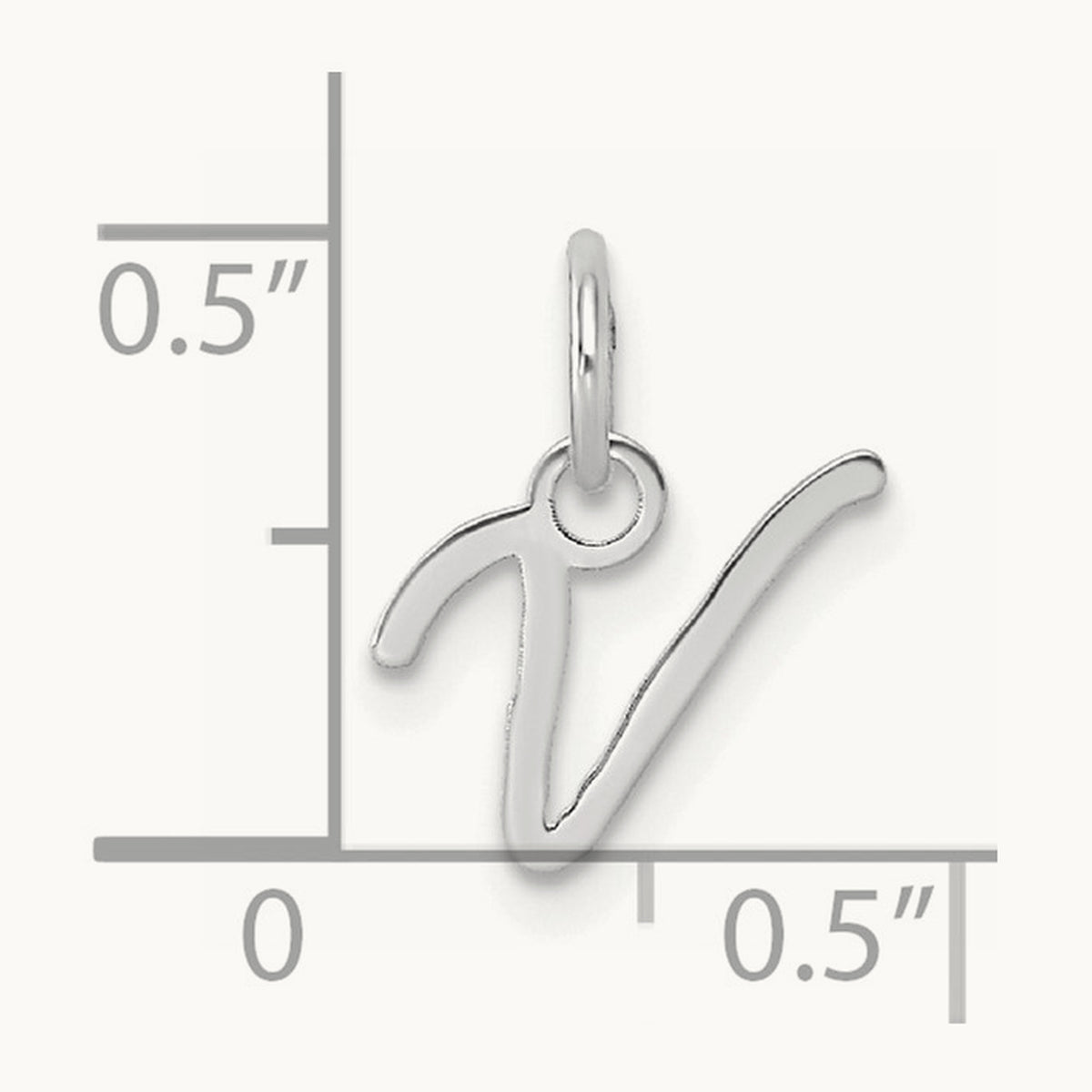 Uppercase Initial Charm — 14K White Gold, V