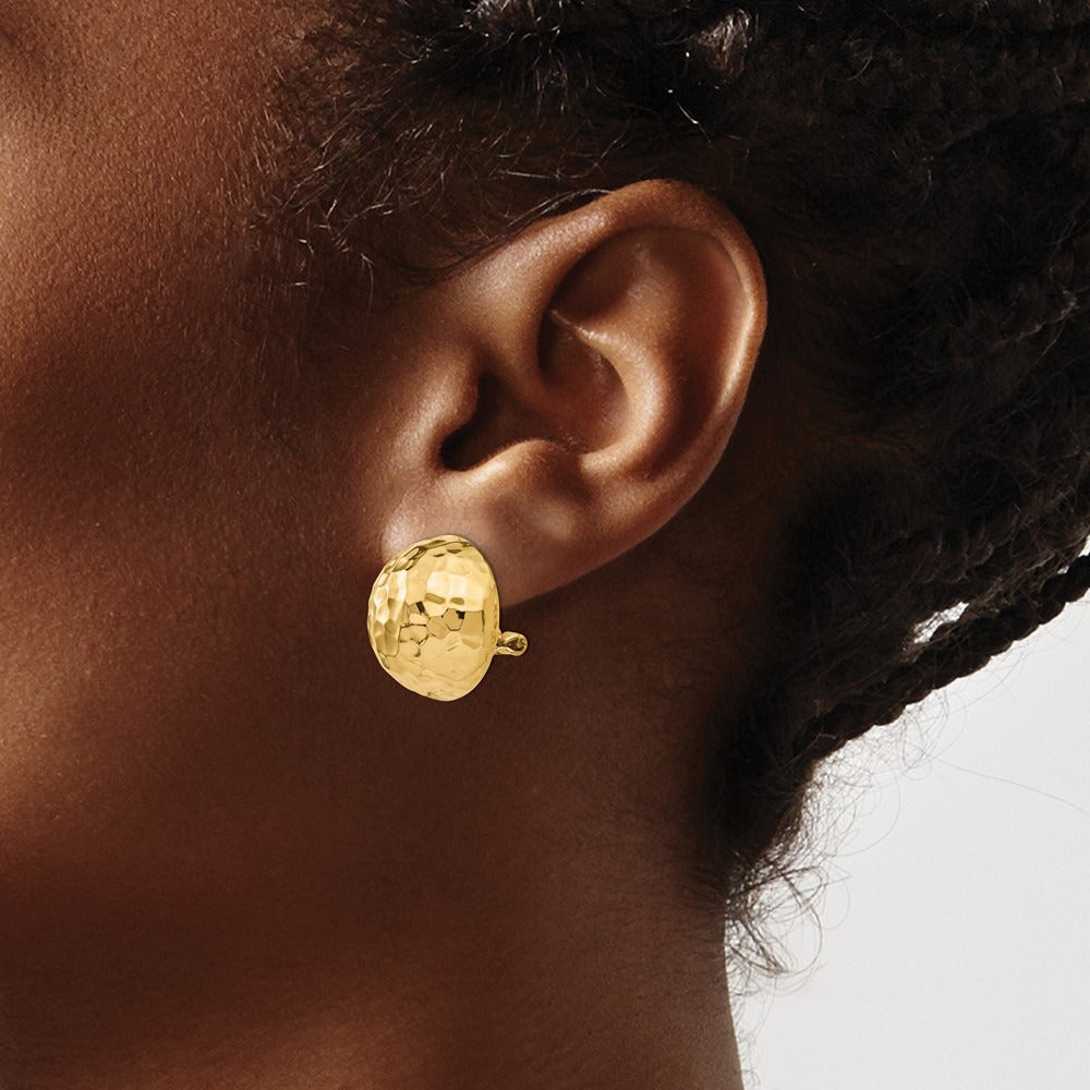 Omega Clip Hammered Non-pierced Earrings — 18mm