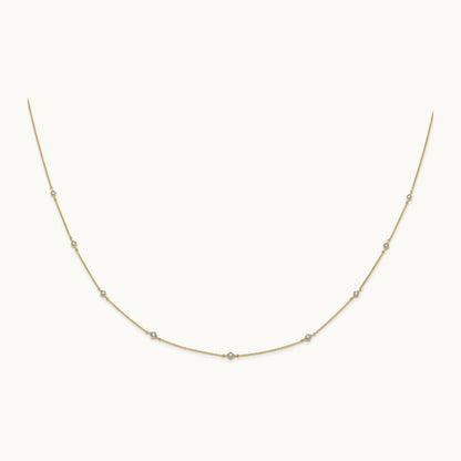 Diamond Multi Station Necklace — 14K Yellow Gold