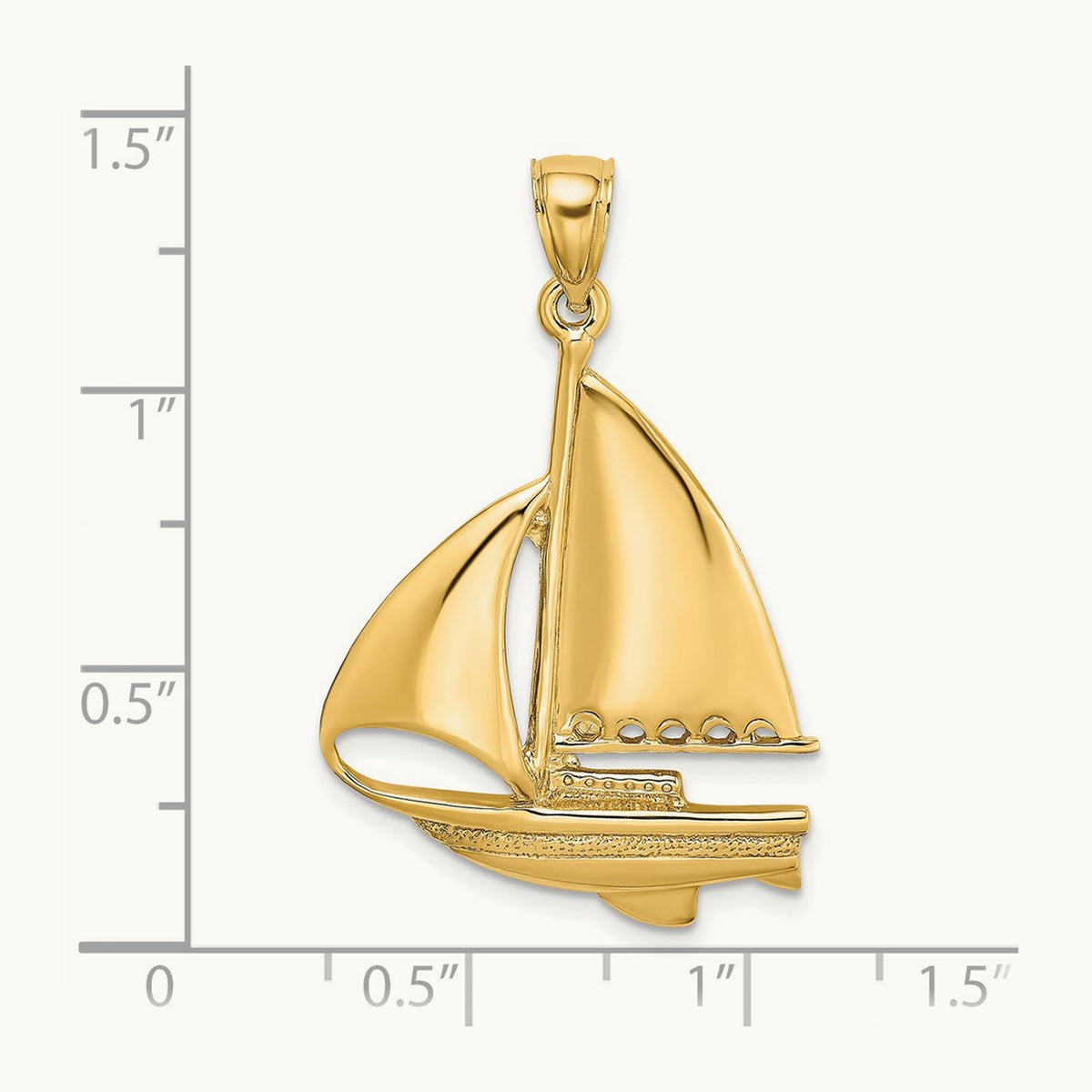 Polished Sailboat Charm — 33.8mm