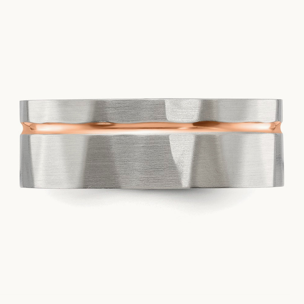 Brushed and Polished Faceted Rose IP-plated Band, 8mm, Stainless Steel