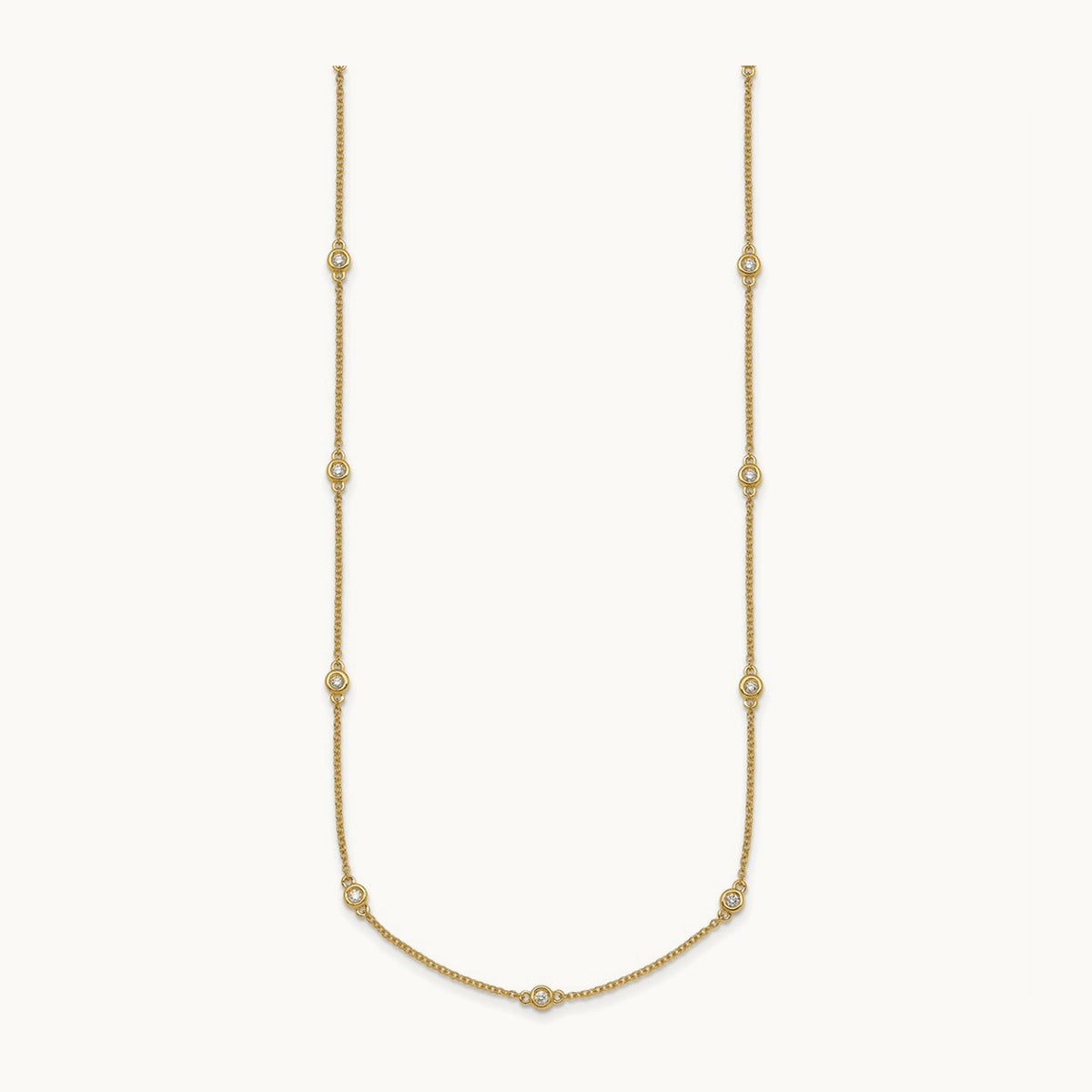 Diamond Station Cable Necklace, 14K