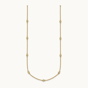 Diamond Station Cable Necklace, 14K
