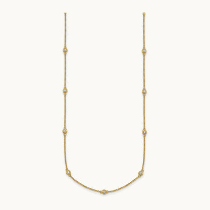 Diamond Station Cable Necklace, 14K