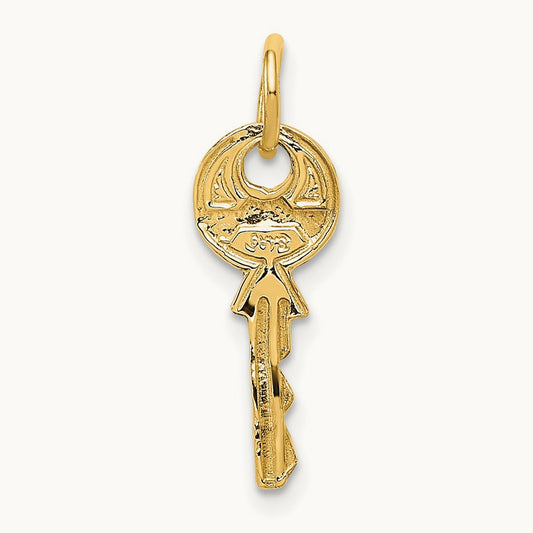 Polished 3D Rounded Top Key Charm — 20mm