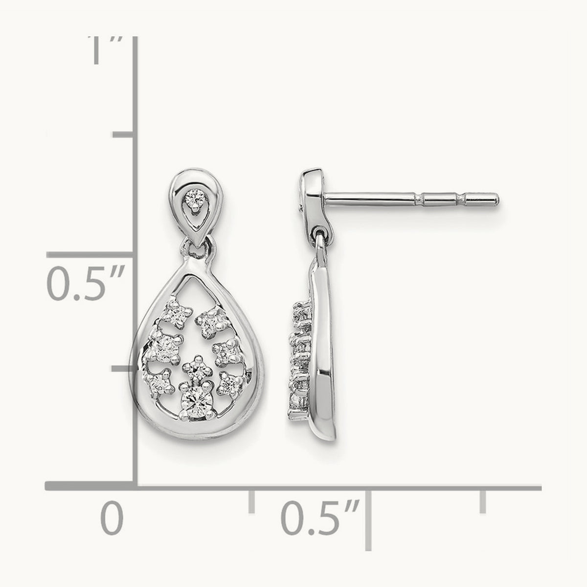 Dangle Teardrop Post Earrings, 0.15 ct tw Lab-Grown Diamond
