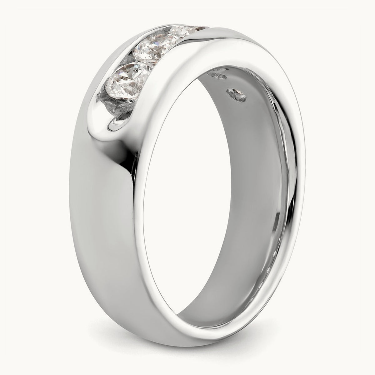 5-Stone Diamond Channel Band, 14K White Gold