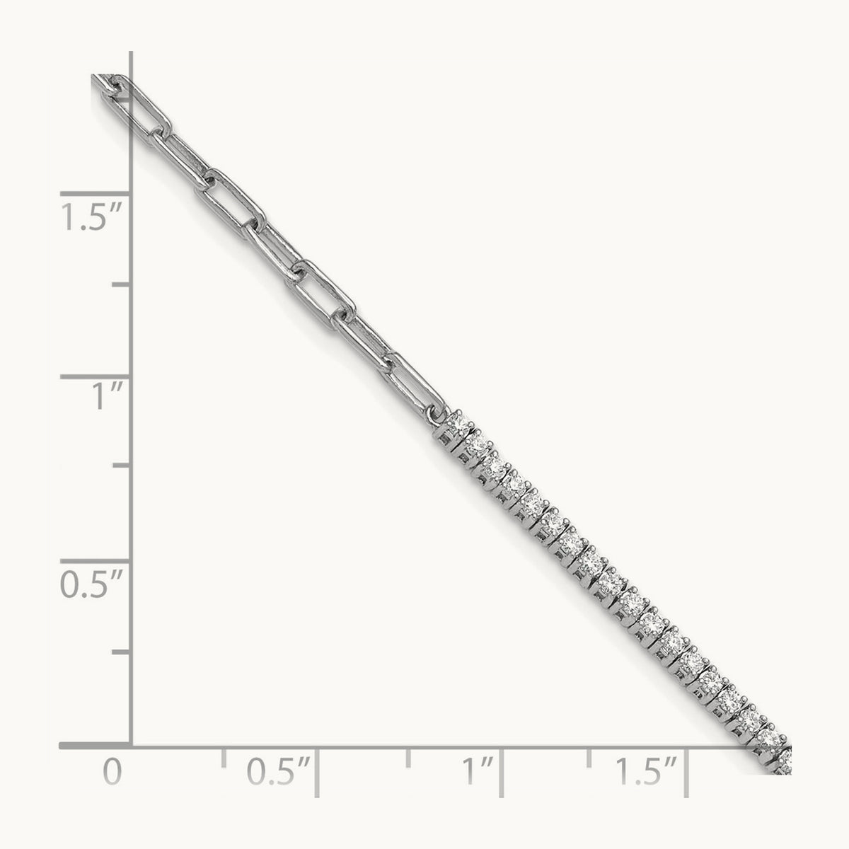 Polished Diamond Fancy Link with 1in extension Bracelet — 14K White Gold