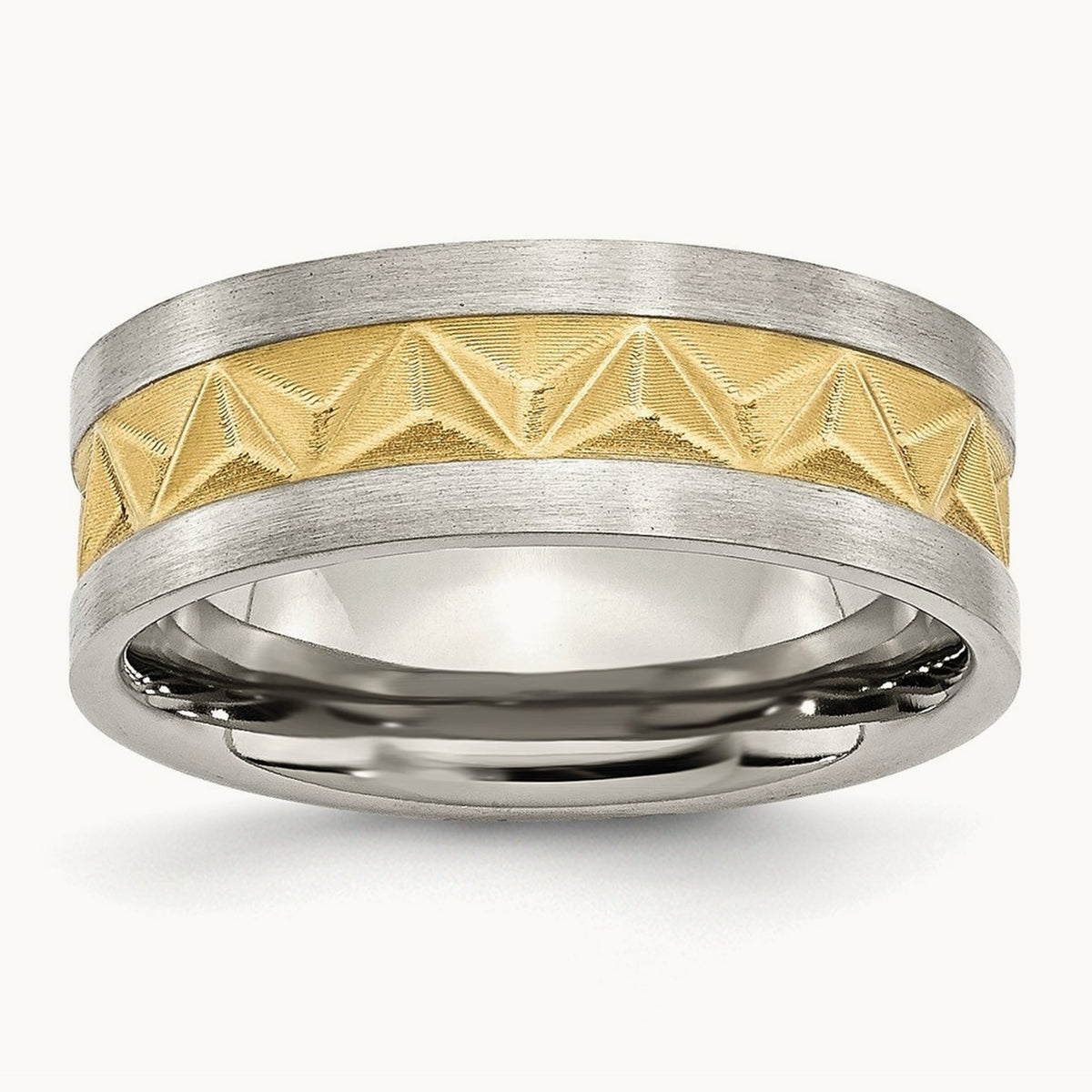 Brushed Yellow IP-plated Grooved Band — 10