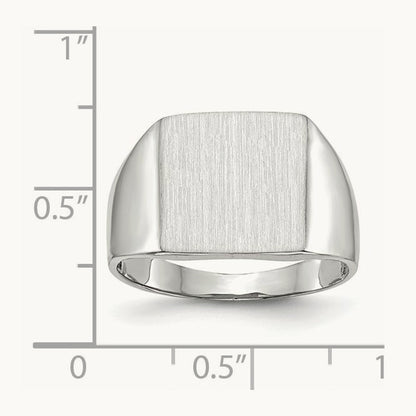 13.0x13. Closed Back Signet Ring, 0mm, 14K White Gold