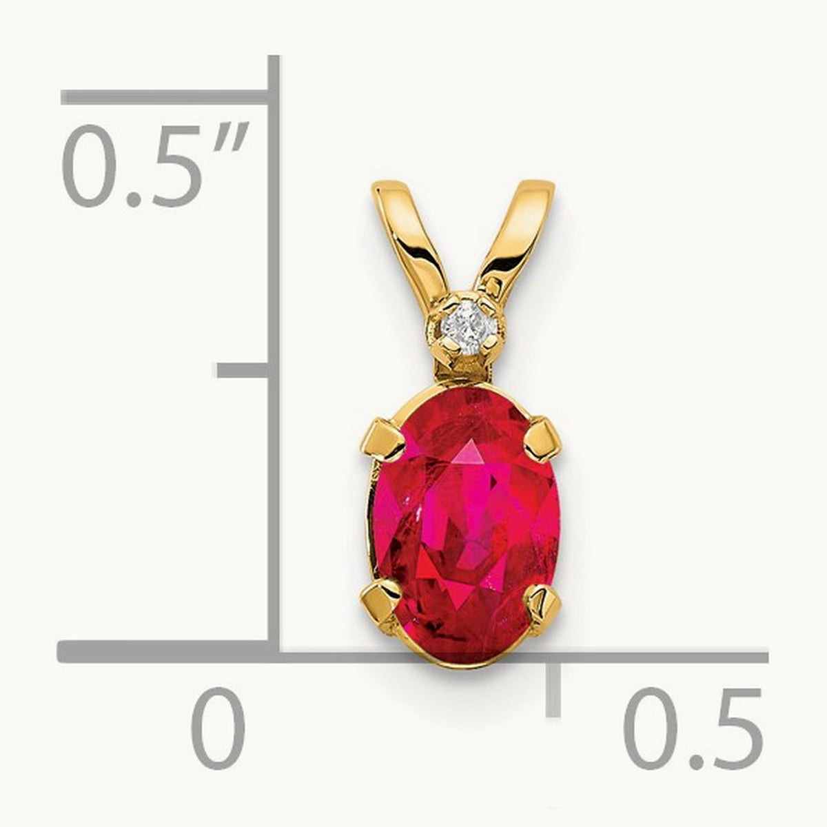 Diamond & Ruby Birthstone Pendant — 14K Yellow Gold