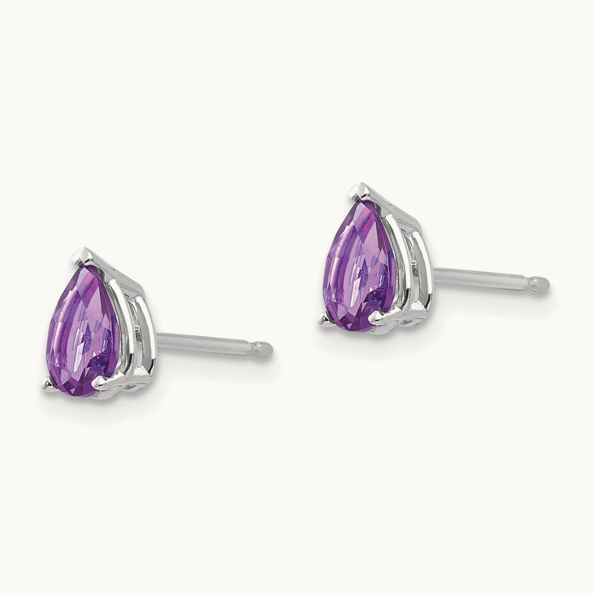 6x4mm Pear Amethyst Earrings, 14K White Gold