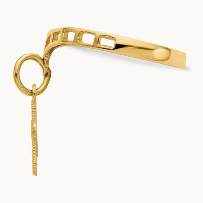 Polished Cross Dangle Charm Ring, 14K