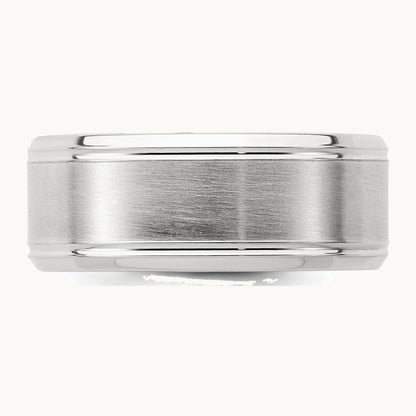 Sterling Silver 6mm Brushed Flat Beveled Edge Fancy Band
