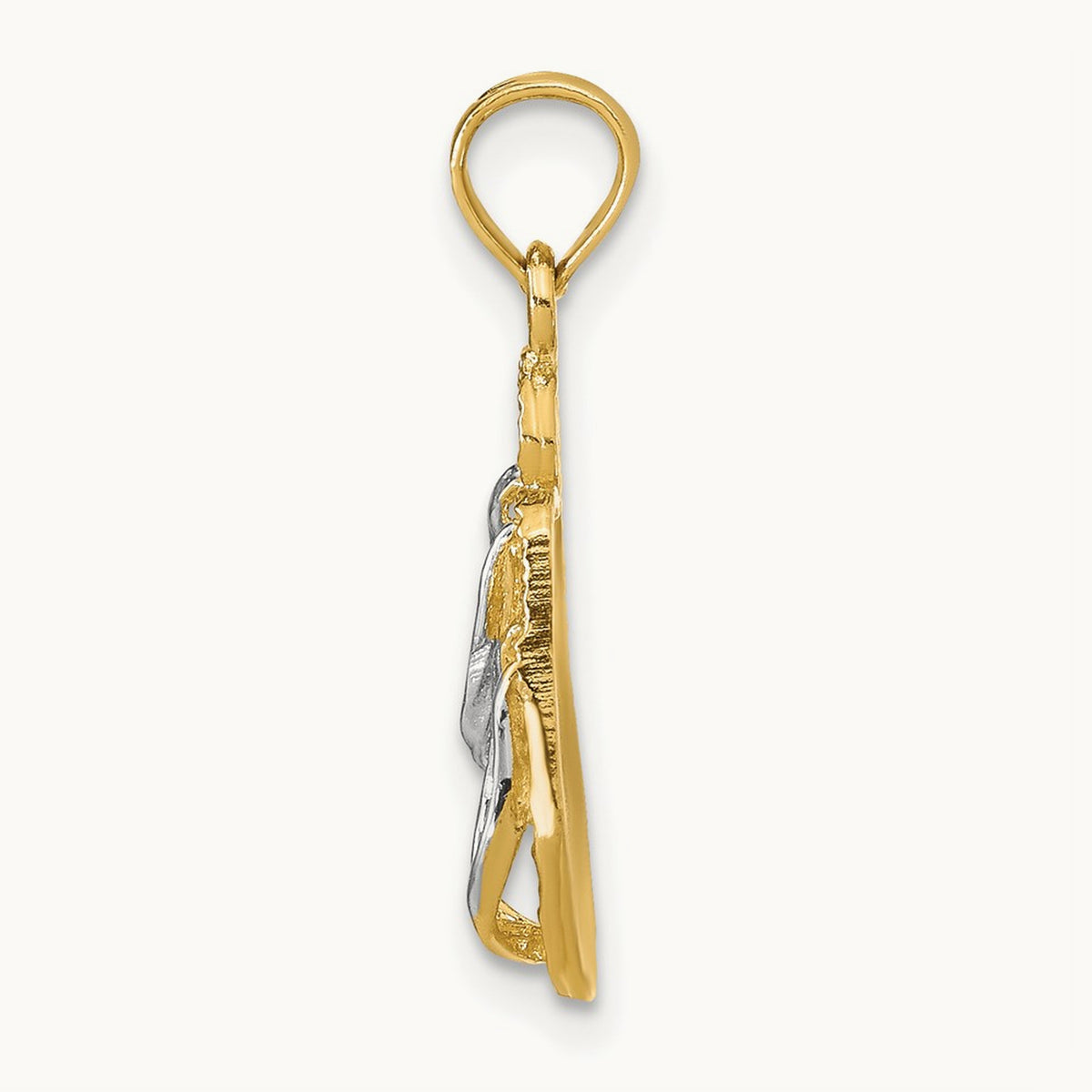 w/Rhodium 3D HAWAII Double Flip-Flop Pendant, 14K