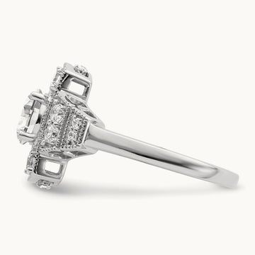 Art Deco .65ct Round Ctr Dia Semi-mount Engagement Ring, 14K White Gold