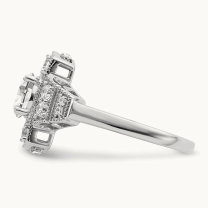 Art Deco .65ct Round Ctr Dia Semi-mount Engagement Ring, 14K White Gold