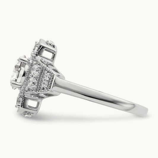 Art Deco .65ct Round Ctr Dia Semi-mount Engagement Ring, 14K White Gold