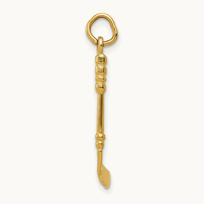 3D Hockey Stick With Enamel Charm, 14K