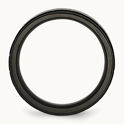 Brushed Center Black IP-plated Band, 9mm, Titanium