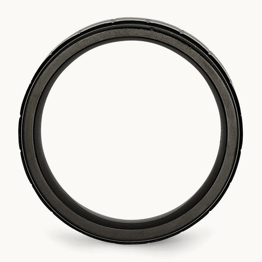 Brushed Center Black IP-plated Band, 9mm, Titanium
