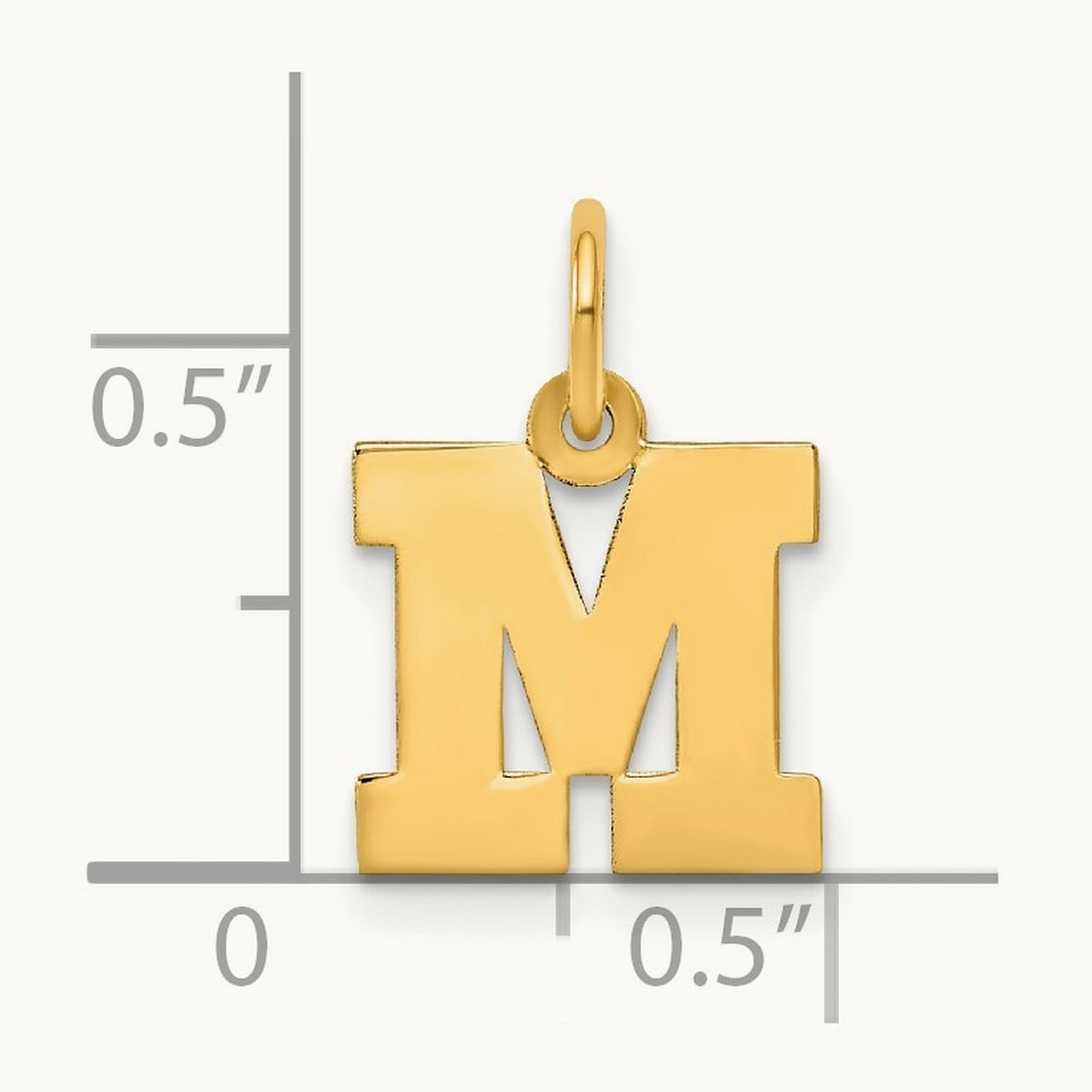 Small Block Initial Charm — 14K Yellow Gold, M
