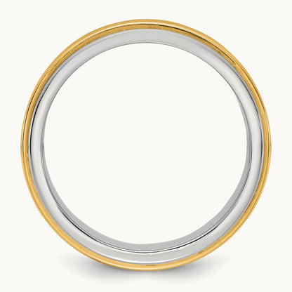 W/Y Double Banded Wedding Band, 7mm, 14K Two-tone
