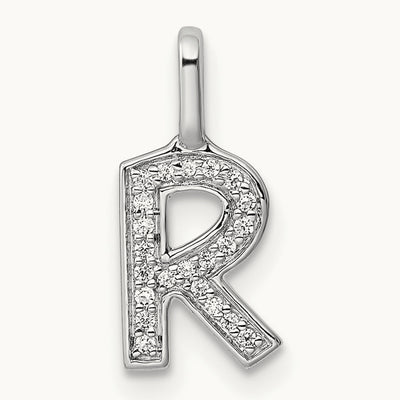 Diamond Letter R Initial Pendant, 14K White Gold