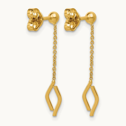 Polished Diamond-shaped Dangle Post Earrings, 14K — Leslie's
