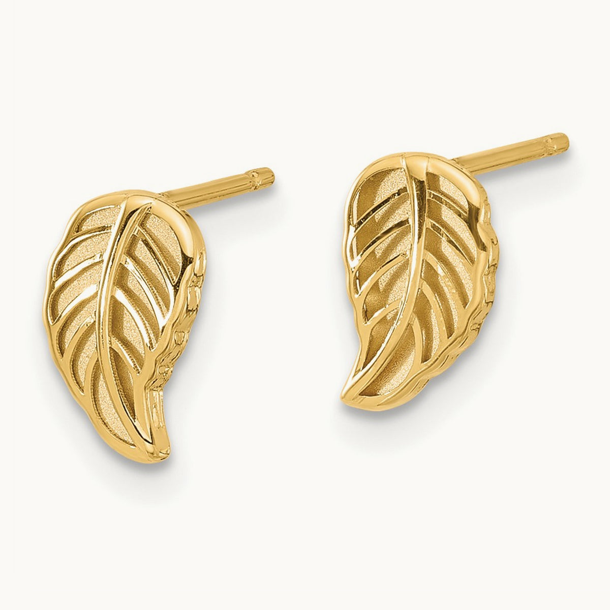 Leaf Post Earrings, 14K Two Tone