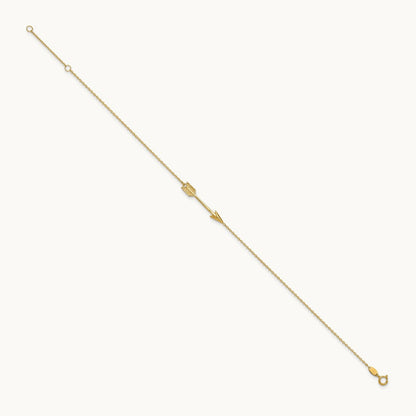 Polished Arrow 10in Plus 1in ext. Anklet, 14K