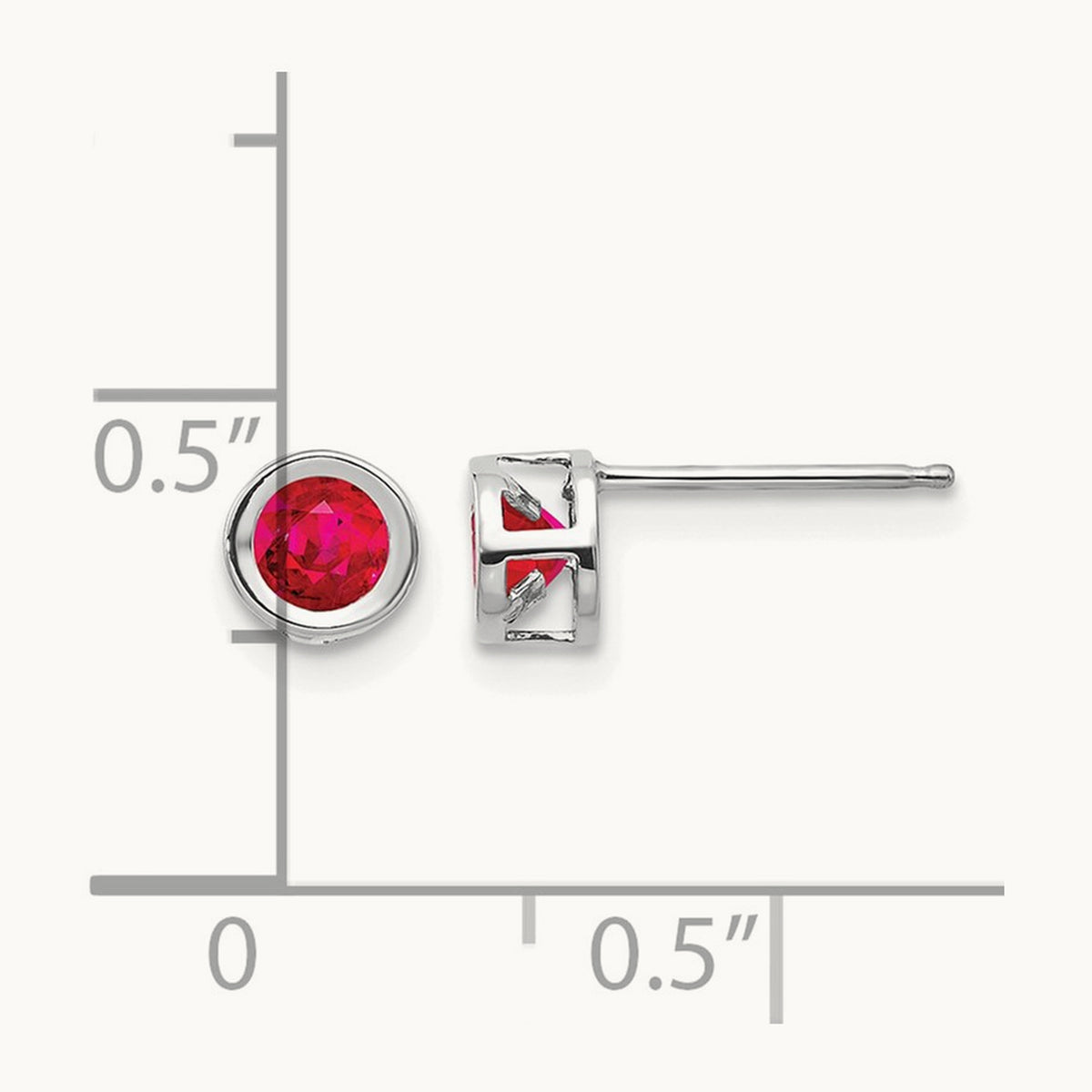 July Ruby Earrings, 4mm, 14K White Gold