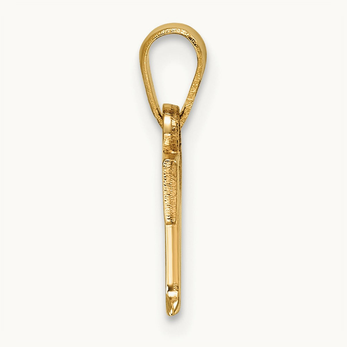 Polished Block Initial Pendant — 14K Yellow Gold, T