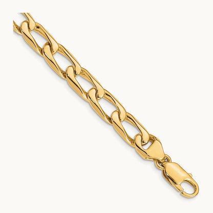 Hand-polished Open Link Bracelet, 8.5mm, 14K
