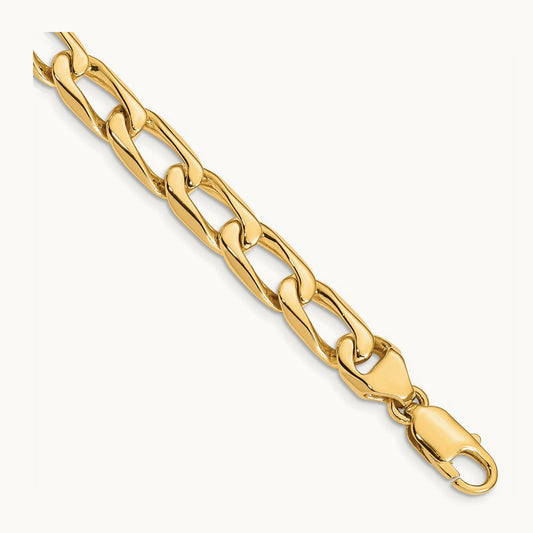 Hand-polished Open Link Bracelet, 8.5mm, 14K
