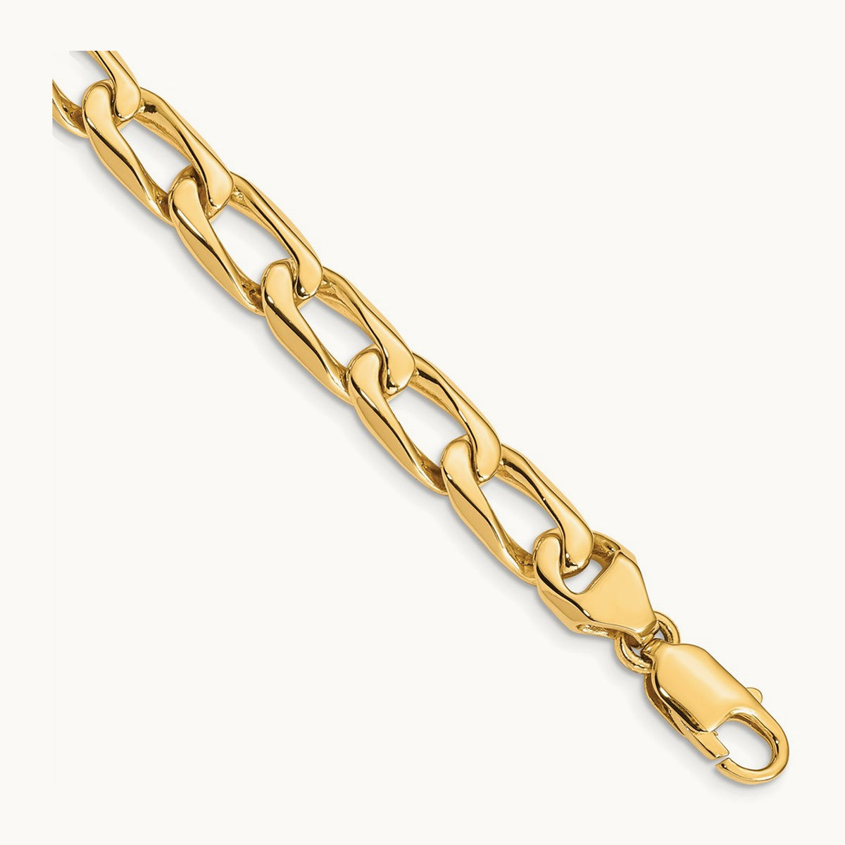 Hand-polished Open Link Bracelet, 8.5mm, 14K