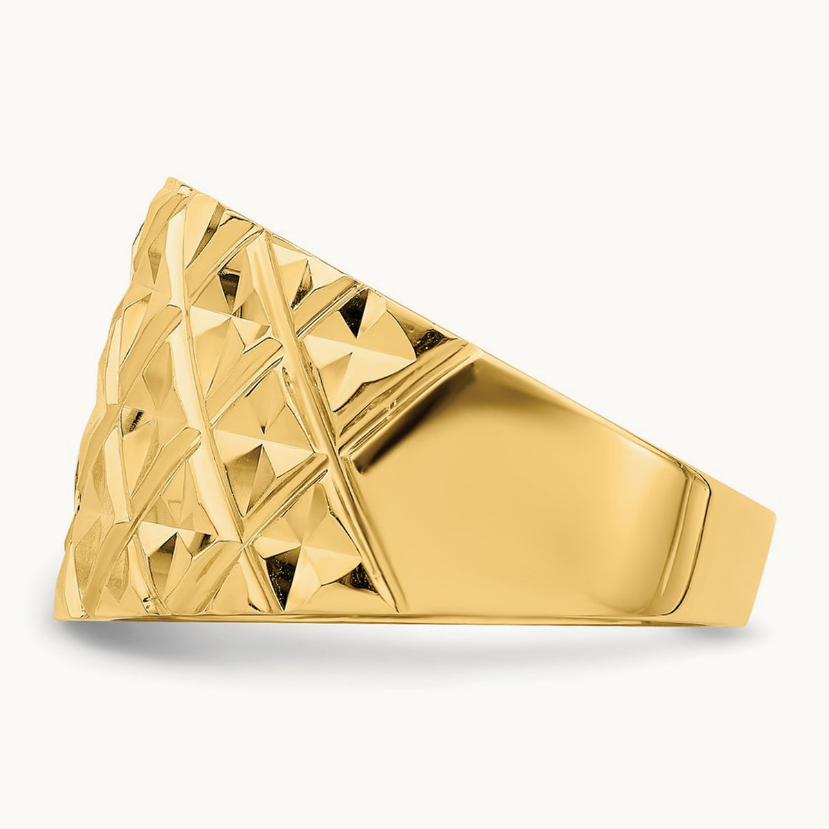 D/C Quilted Pattern Dome Ring, 14K