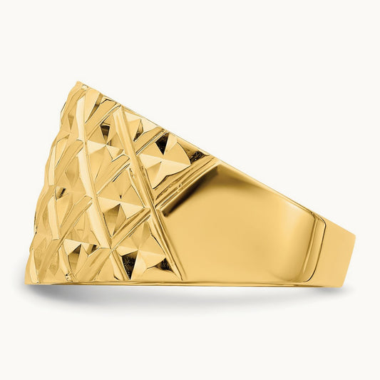 D/C Quilted Pattern Dome Ring, 14K