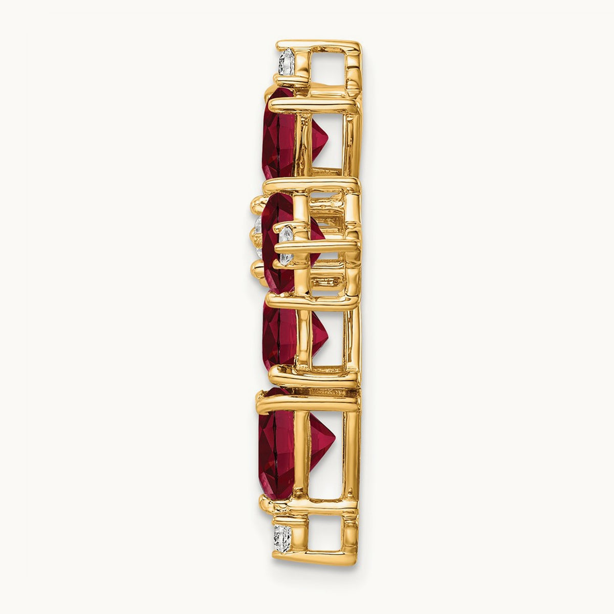 Created Ruby Chain Slide Pendant, 0.20 ct tw Lab-Grown Diamond