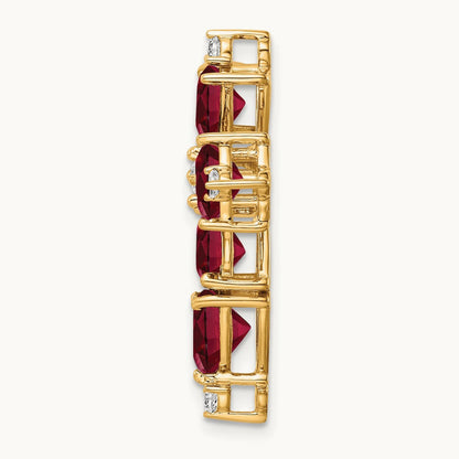 Created Ruby Chain Slide Pendant, 0.20 ct tw Lab-Grown Diamond
