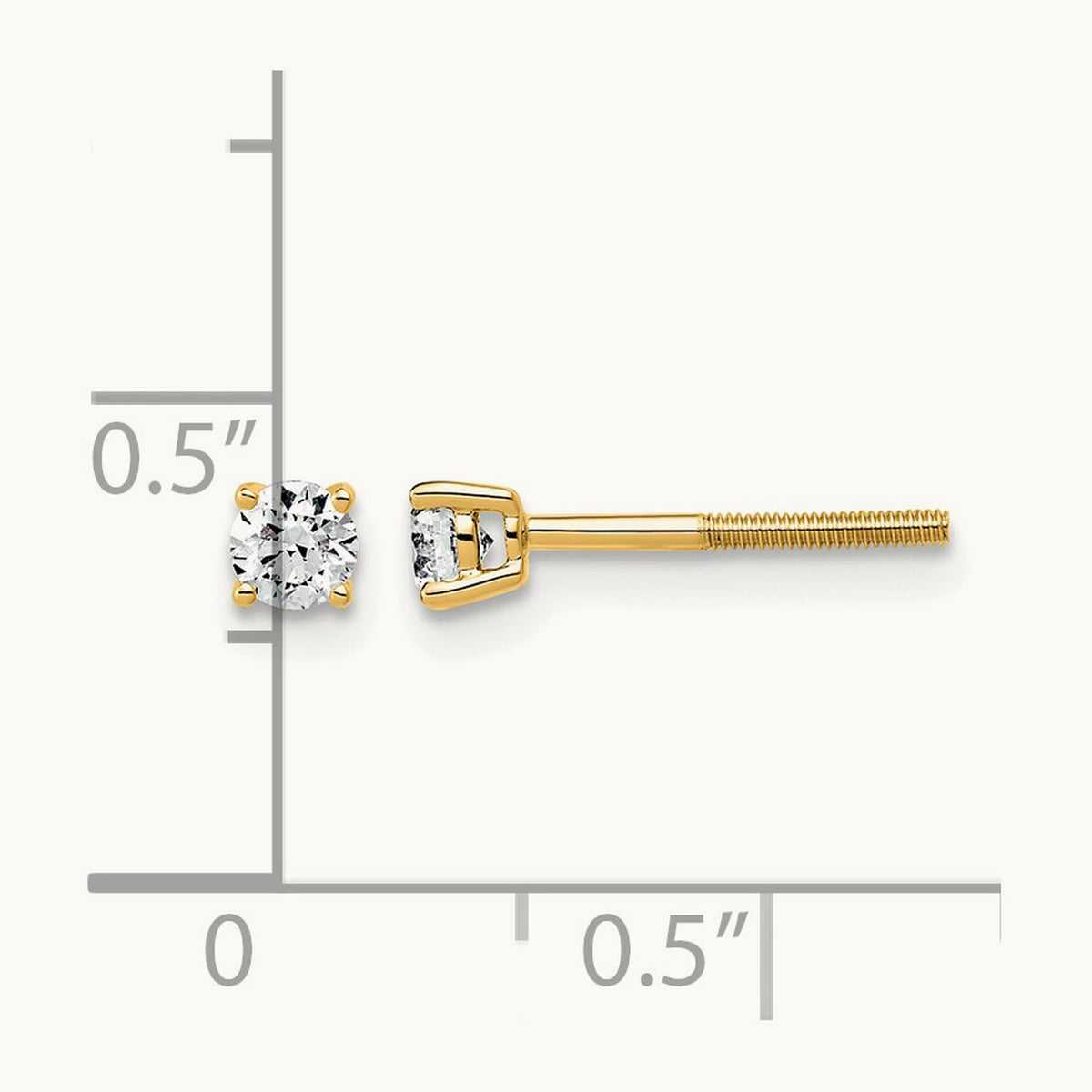 Lightweight Screwback Earrings, 0.25-4.00 ct tw Lab-Grown Diamond — 1/4 ct, 14K Yellow Gold