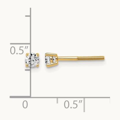 Lightweight Screwback Earrings, 0.25-4.00 ct tw Lab-Grown Diamond — 1/4 ct, 14K Yellow Gold