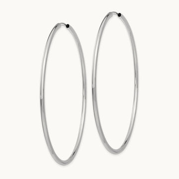 Polished Endless Hoop Earrings, 2mm, 14K White Gold