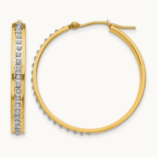 Diamond Fascination Diamond Dust/Accent Hoop Earrings, 14K